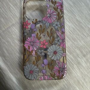 Floral Pattern Phone Case - Pink and Gray